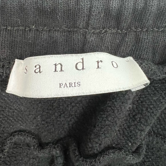 Sandro Ankle Zip Pull On Pants Black Cotton Jogger Pockets Sweatpant Size XL - Picture 9 of 15